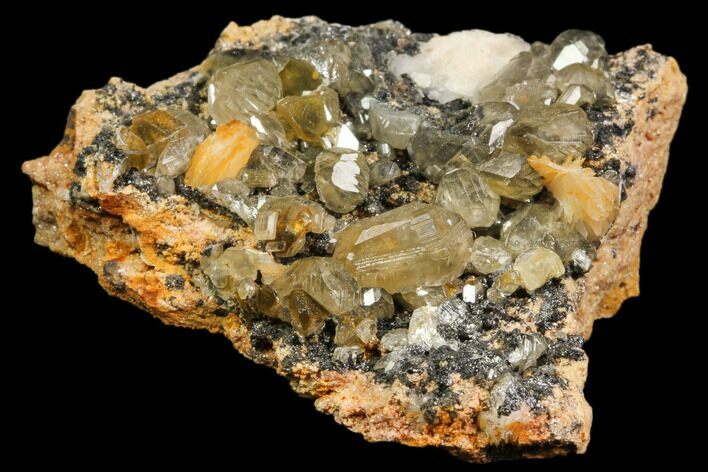 Cerussite Crystals with Bladed Barite on Galena - Morocco #82347